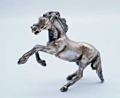 Estatuilla de caballo de pie de crianza de plata de ley 925 de colección 26 gramos - F044 Foto 1 de 4