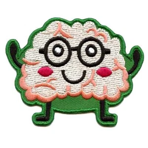 Happy Smiling Brain Patch Science Anatomy Health Embroidered Iron On - Picture 1 of 1