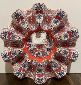 Panama Jack Home Azulejo Rojo Español Floral Melamina Taco Soporte Nuevo Sostiene 10 Tacos - Imagen 1 de 5