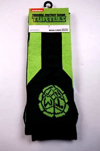 TEENAGE MUTANT NINJA TURTLES Green & Black Logo Novelty Crew Socks NEW - Picture 1 of 2