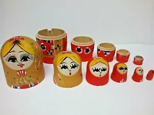 Nuevas muñecas anidadoras de madera natural sin esmaltar decoradas a mano 11 piezas - Imagen 1 de 5