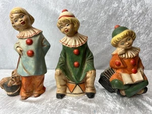 Byron Molds Vtg Clowns 1980 Set of 3 Clowns W/Dog Accordian Drum Hand Painted - Picture 1 of 20