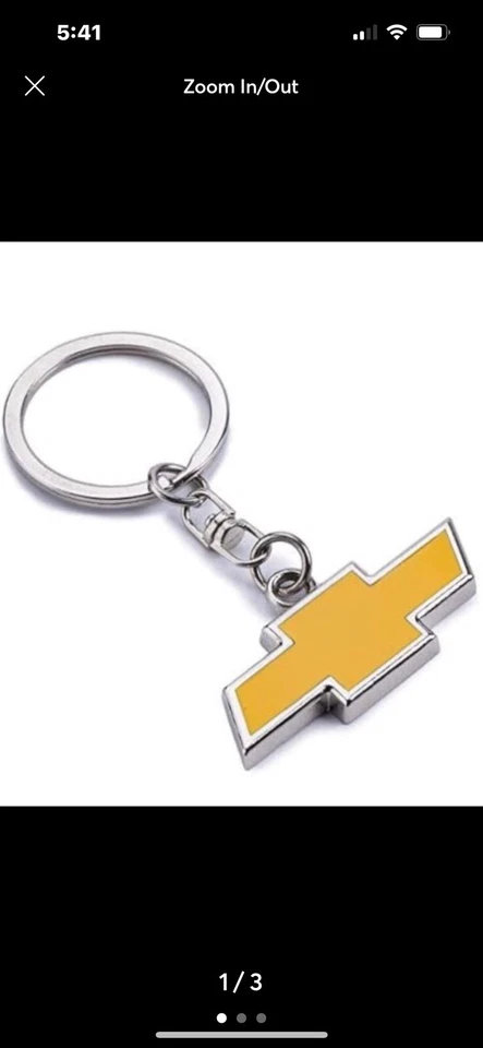 全新 适用于雪佛兰金属汽车钥匙扣 3D 黄色。 — 第 1/1 张图片