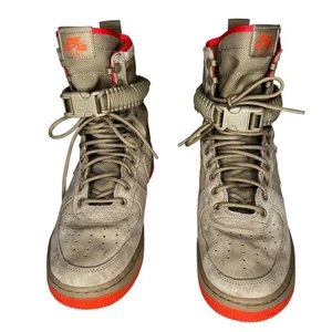 Nike SF Air Force 1 High Top Sneakers Mens Size 9.5 Beige Orange Leather Fabric - Picture 1 of 24