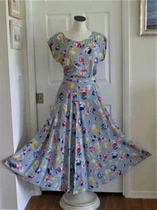 Ralph Lauren Vtg 80s 90s 2pc Soft Rayon Blue Floral Top & Maxi Skirt 4 6 8 S EUC - Picture 1 of 12