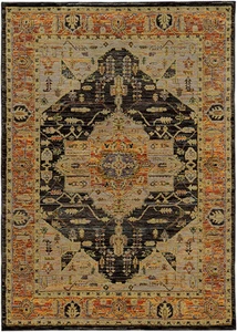 8x11 Sphinx Gold Medallion Scrolls Petals Area Rug 7138B - Aprx 8' 6" x 11' 7" - Picture 1 of 1