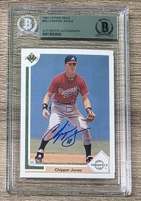 Tarjeta de novato autografiada por Chipper Jones 1991 Upper Deck Atlanta Braves Foto 1 de 2
