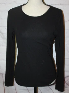 H&M Damen schwarz gerippt Langarm Rundhalsausschnitt Tee T-Shirt Größe Large *EUC* - Bild 1 von 3