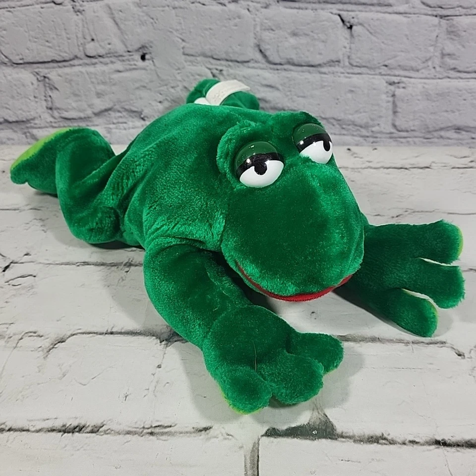 Marioneta de mano rana vintage Ganz Bros Heritage Collection verde DEFECTUOSA Foto 1 de 4