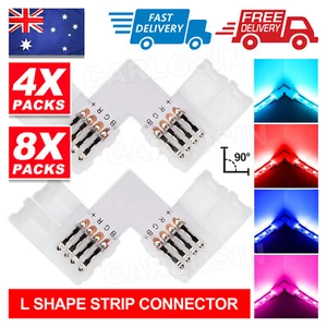 Led Strip Connector L Shape Corner 10mm 4 Pin for 5050 RGB Lights no soldering - Picture 1 of 12