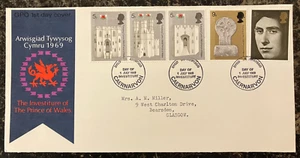United Kingdom 1969 - Investiture Prince of Wales FDC with stamp set Caernarvon - Picture 1 of 1
