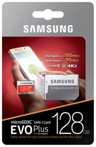 Adaptador Samsung 128 GB EVO Plus Clase 10 Micro SDXC 4K UHD Video+ SD (MB-MC128GA) - Imagen 1 de 8