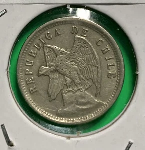 1927 Chile 5 Centavos Coin KM#165 Copper-Nickel Condor Bird South America - Picture 1 of 3