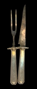 Vintage Sterling Silber Tranchiergabel und Messer Set unbekannte Marke - Bild 1 von 4