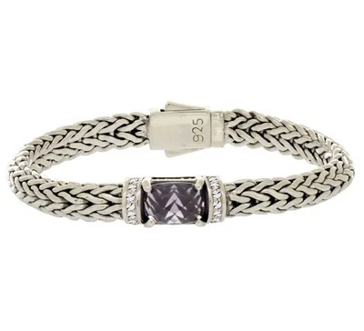 Pulseira de ametista Phillip Gavriel e cesta de safira branca design de tecido 7,25" - Imagem 1 de 4