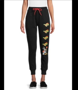 Space Jam 25th Anniversary Black graphic print joggers Sweatpants junior’s Sz Xs - Picture 1 of 4