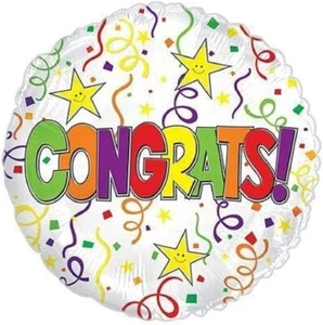 PMU Congrats Star Burst 18 Inch Mylar-Foil Balloon - Picture 1 of 2