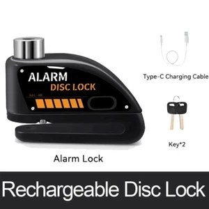 Candado recargable para bloqueo de disco de alarma de bicicleta 120db alarma antirrobo de motocicleta - Imagen 1 de 15