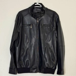 Vintage Reportage R.D.G Italia Black Leather Biker Jacket Mens Size Medium - Picture 1 of 15