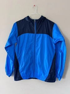 Columbia Windbreaker Rain Jacket Hooded Kids Youth Size Large 14/16 Blue EUC - Picture 1 of 13