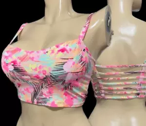 Bralette Victorias Secret ROSA Algodón Sin Forro Tirantes Crop Top Multicolor Grande - Imagen 1 de 3