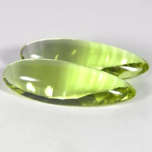 14.75Cts Stunning 100% Natural Lemon Quartz Long Paer Carving Matching Pair - Picture 1 of 6