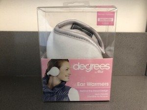 Degrees by 180s Womens Fleece Ear Warmers White w/Silver Trim NIB 
