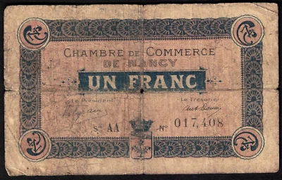 Chambre de Commerce de Nancy 1915 banknotes paper money - Image 1 of 2
