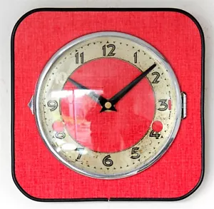 NUEVO 21cm Reloj de Pared Retro Rojo - Hecho a Mano Formica Mediados de Siglo Vintage Regalo Francés - Imagen 1 de 3