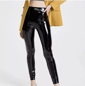 Juicy Couture Licorice Black Faux Patent Leather Pants Sz M NWT  - Picture 1 of 6