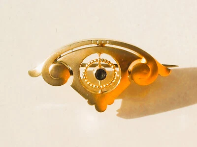 JOLIE BROCHE ANCIENNE des années 1930 en PL OR avec PIERRE BLEUE / Sg GESCHUTZT - Photo 1/4