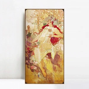 Framed Canvas Giclee Print Autumn by Alphonse Mucha Wall Art Home Office Decor - Picture 1 of 17