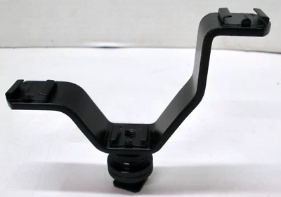 V-Shape Triple Mount Hot Shoe Flash Bracket for Video, Camera, LED Monitor - Image 1 of 3