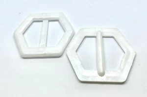 1Pcs 60 X 50 Mm White Plastic Belt Buckle Hexagon Centre Bar Suits 34mm Strap - Picture 1 of 5