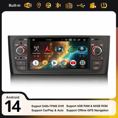 4GB+64GB Android 14 DAB+ Autoradio Fiat Grande Punto Linea CarPlay Navi Wifi USB - Imagen 1 de 4