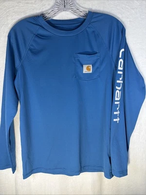 Camisa Carhartt masculina M (10-12) azul manga longa bolso clássico gola redonda pulôver - Imagem 1 de 4