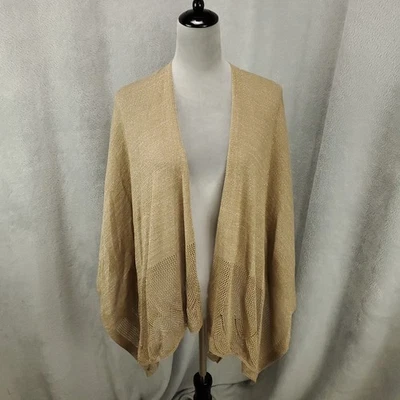 Cárdigan para mujer Adrienne Vittadini talla única tejido tostado metálico brillante fluido OSFA Foto 1 de 4