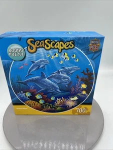 Rompecabezas redondo MasterPieces SeaScapes Dolphins Dance 700 piezas 100 % completo - Imagen 1 de 3