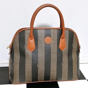 FENDI Hand Bag Tote Purse FF Pecan PVC Authentic - Picture 1 of 24