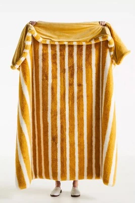 Manta de piel sintética Anthropologie The Sophie edición a rayas Foto 1 de 4