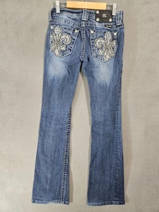 Miss Me Y2K Womens Size 25 Low-rise Jeans Blue Bootcut Rinestones  - Picture 1 of 12
