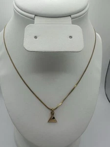 1/20 12K Gold Filled Cable Chain 10K EMB Gold Triangular Pendent Necklace - Picture 1 of 8