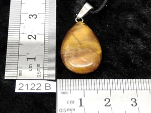 Pendentif "goutte" en OEIL DE TIGRE + cordon reglable mineraux reiki collier - Picture 1 of 6