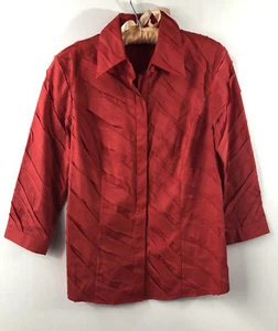 Lafayette 148 New York Womens Red Button Down Shirt Cotton Blend 0 - Picture 1 of 3