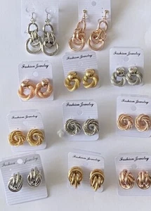 Clip on Earrings No Piercing Statement Metal Jewellery - Picture 1 of 20