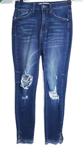 KanCan Jeans Womens Size 5 Blue Distressed Ripped Skinny High Rise Frayed - Picture 1 of 10