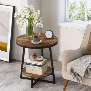 Tribesigns End Table, 2 Tier Round Side Table with Storage Shelf, Nightstand - Picture 1 of 7