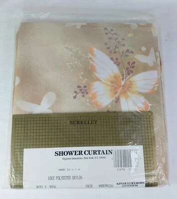 1 NOS BERKELEY Cortina de Ducha Poliéster Mariposa Bronceado Marrón Drylon EE. UU. NY Foto 1 de 4