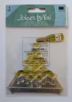 JOLEE'S BOUTIQUE RARE Jolee's Champagne Pyramid Bottle Glasses Scrapbooking Sticker