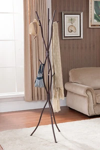 Kings Brand Furniture - 6-Hook Metal Tree Branches Coat & Hat Rack Stand, Bronze - Picture 1 of 4